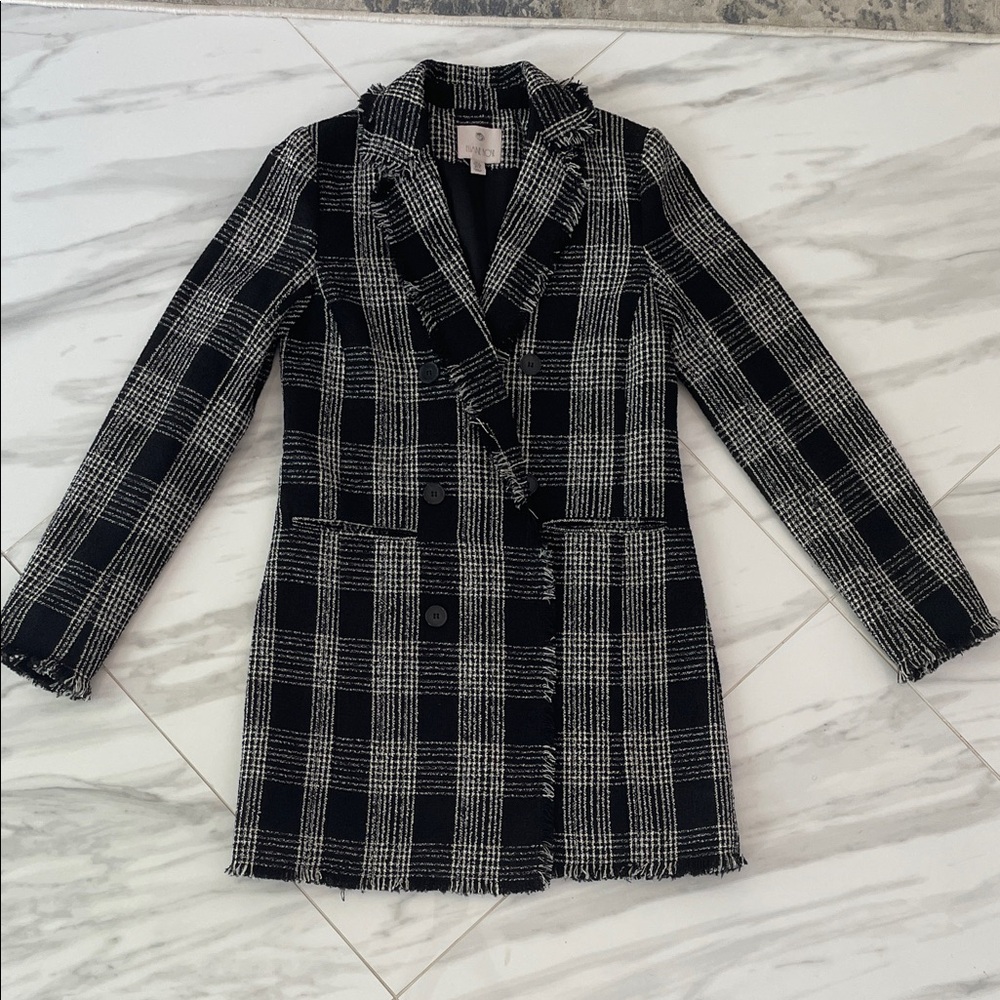Eliane Rose Black and White Plaid Tweed Women's Blazer/Jacket